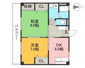 高知市一宮西町のマンションの間取り