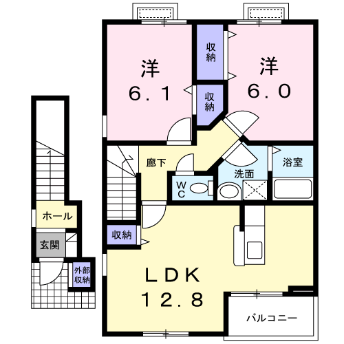 カルカ太陽　A　DKの間取り