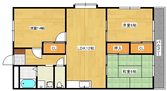 広島市東区牛田中のマンションの間取り