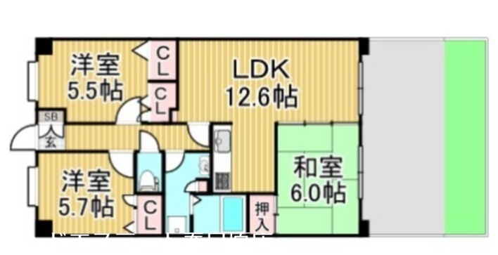 春日市上白水のマンションの間取り