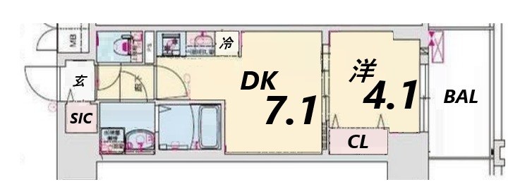 神戸市兵庫区西多聞通のマンションの間取り