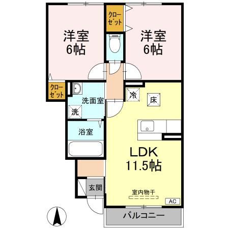 【松山市東長戸のアパートの間取り】