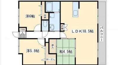 北九州市八幡東区白川町のマンションの間取り
