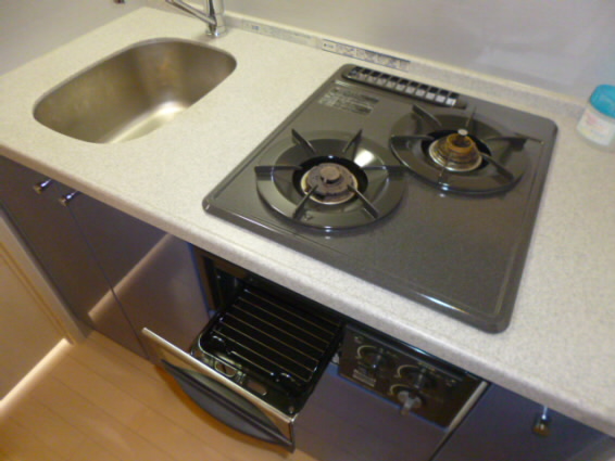 キッチン　2口システムキッチンでお料理楽々♪