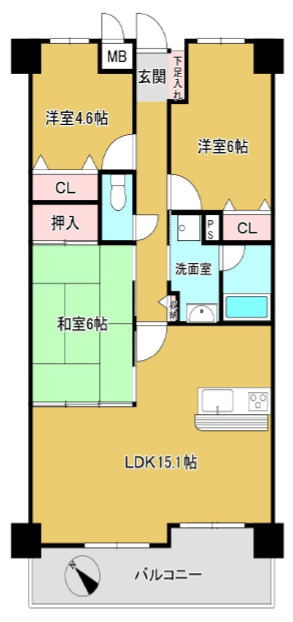 ライオンズマンション奈良帝塚山の間取り写真