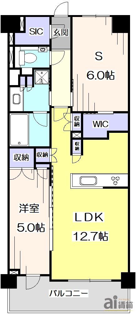 西武多摩湖線 一橋学園駅 徒歩2分 6階建 築7年の間取り写真