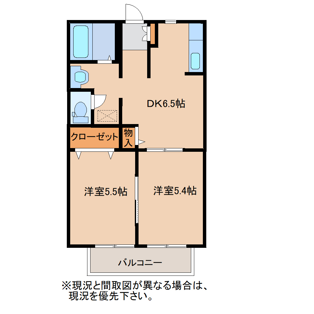 郡山市富田町のアパートの間取り