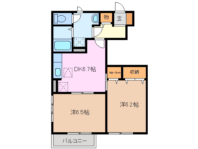 鈴鹿市稲生塩屋のアパートの間取り