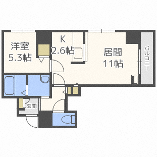 北海道札幌市中央区南六条西１８（マンション）の賃貸物件の間取り