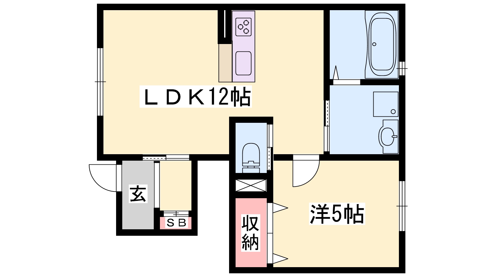 姫路市飾磨区中浜町のアパートの間取り