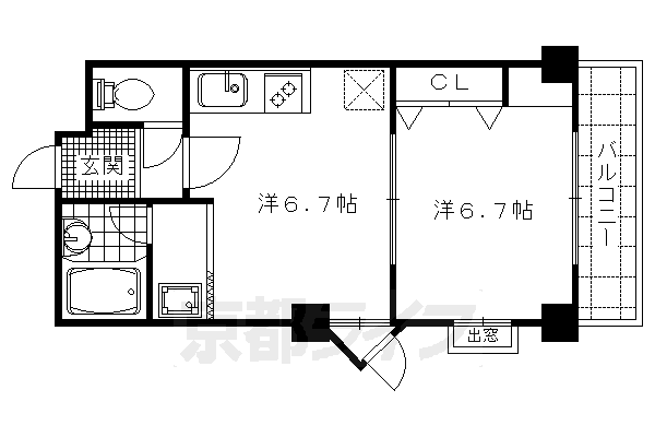 【京都市中京区西ノ京南原町のマンションの間取り】