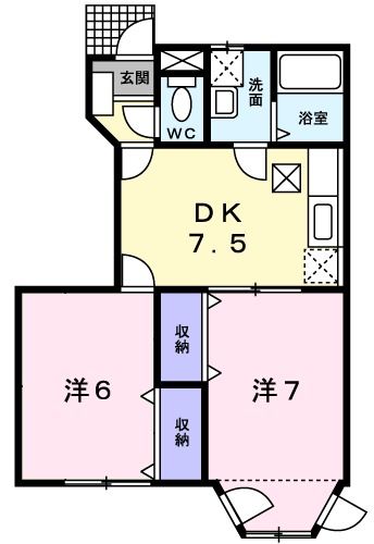 宇部市恩田町のアパートの間取り