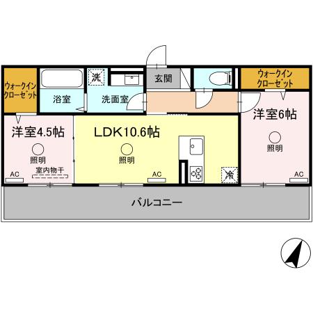 熊本市東区長嶺東のアパートの間取り