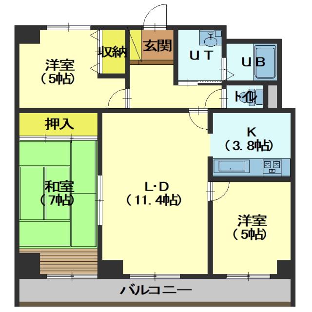 函館市松陰町のアパートの間取り