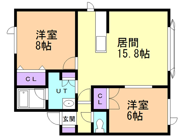 苫小牧市北栄町のアパートの間取り