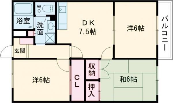 泉佐野市東羽倉崎町のアパートの間取り