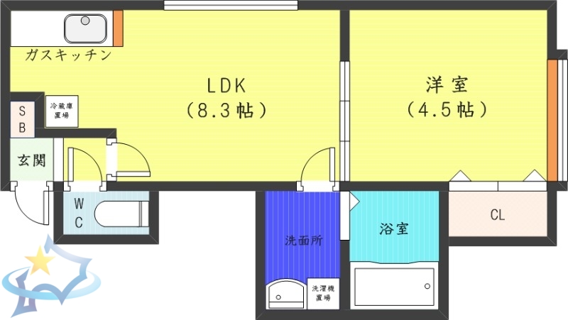 札幌市白石区菊水五条のアパートの間取り