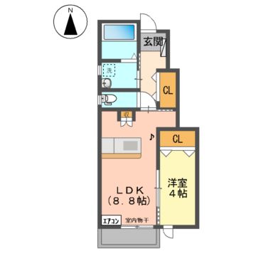 盛岡市天昌寺町のアパートの間取り