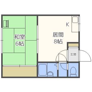 札幌市北区北三十八条西のアパートの間取り