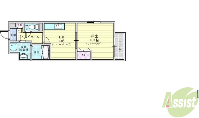 豊中市大島町のマンションの間取り