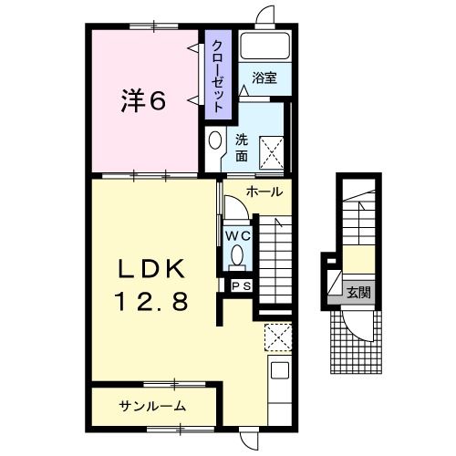 八戸市大字中居林のアパートの間取り