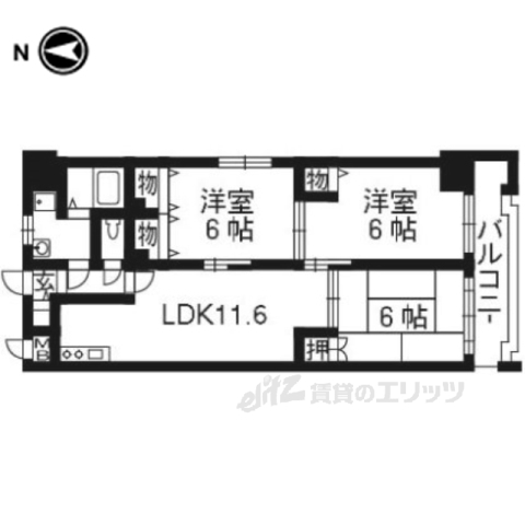 京都市下京区西錺屋町のマンションの間取り