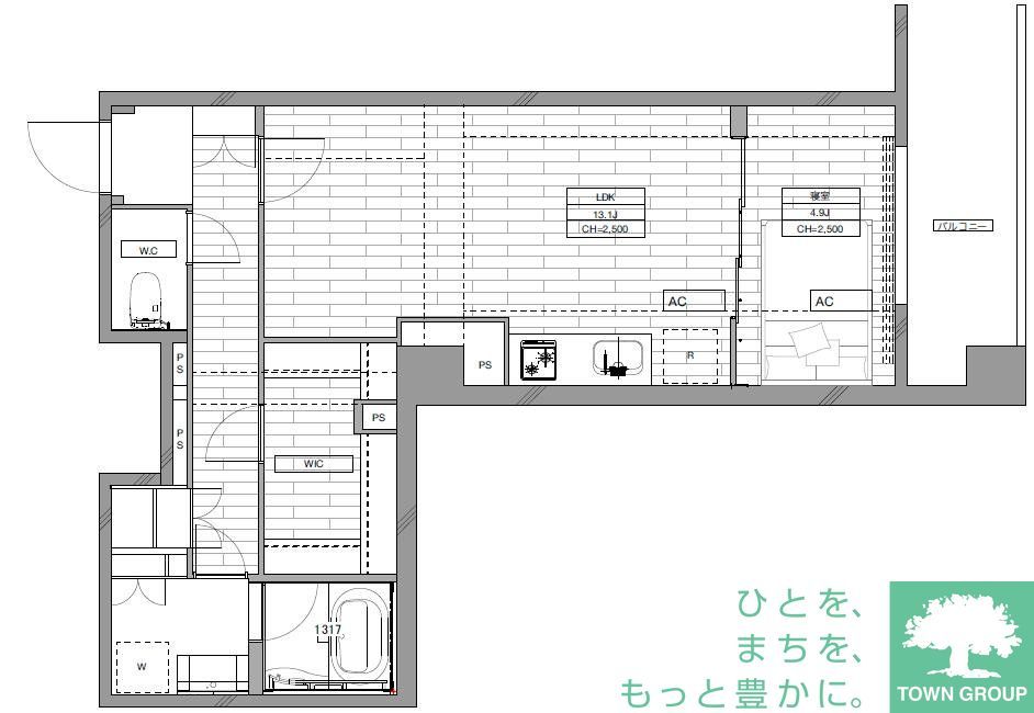 目黒区下目黒のマンションの間取り