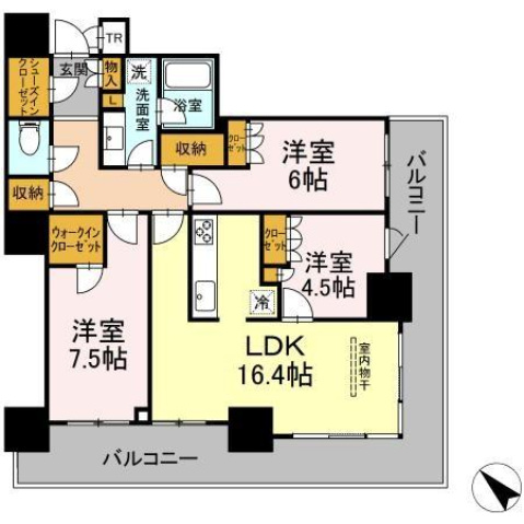 広島市中区東千田町のマンションの間取り