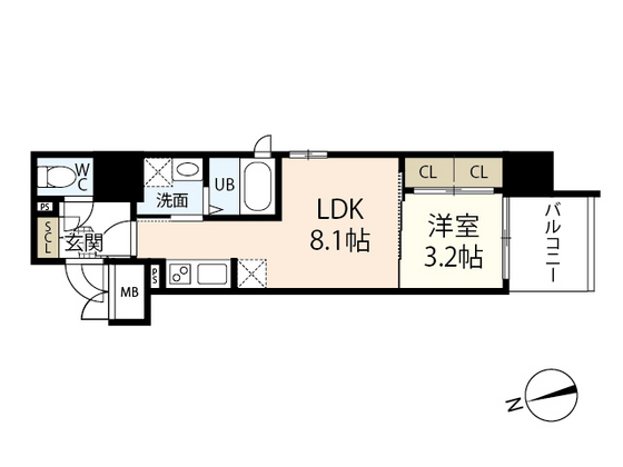 広島市南区宇品海岸のマンションの間取り