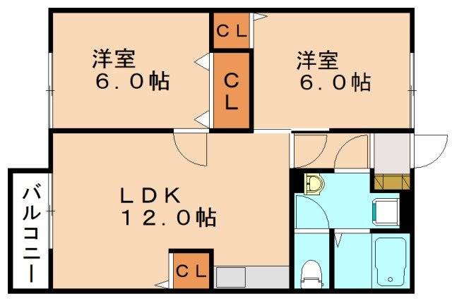 嘉穂郡桂川町大字豆田のアパートの間取り