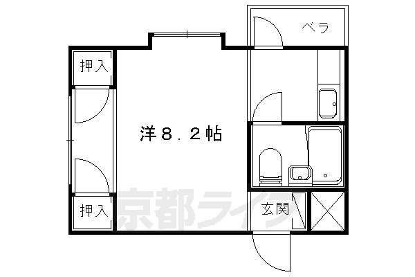 京都市山科区竹鼻外田町のマンションの間取り