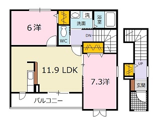 広島市安佐北区亀山のアパートの間取り