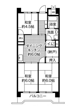 神戸市中央区港島中町のマンションの間取り