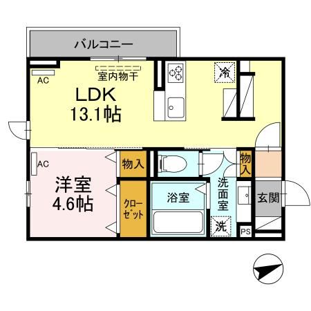 豊橋市中岩田のアパートの間取り