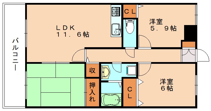 飯塚市川津のマンションの間取り