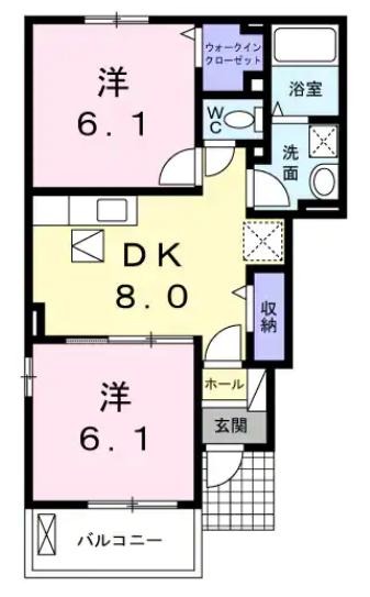 廿日市市物見東のアパートの間取り