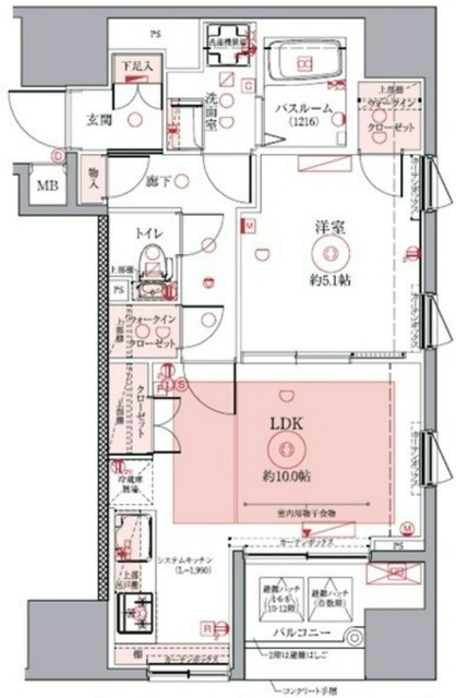 中央区築地のマンションの間取り