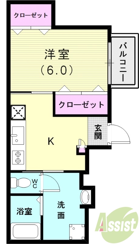 神戸市垂水区五色山のアパートの間取り