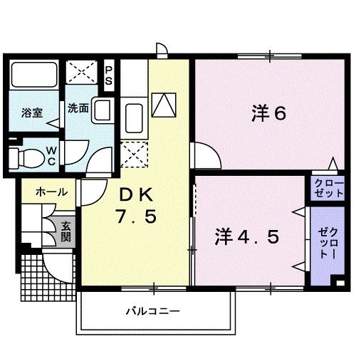 新居浜市山田町のアパートの間取り