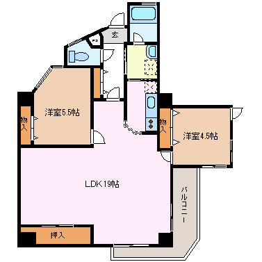 松本市白板のマンションの間取り