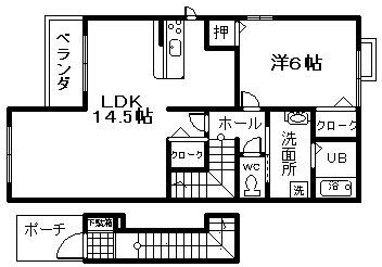 泉佐野市中町のアパートの間取り