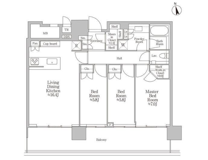 港区浜松町のマンションの間取り