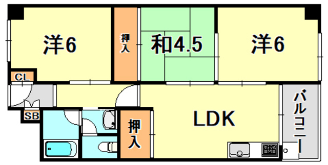 夢野ハイタウン１号棟の間取り