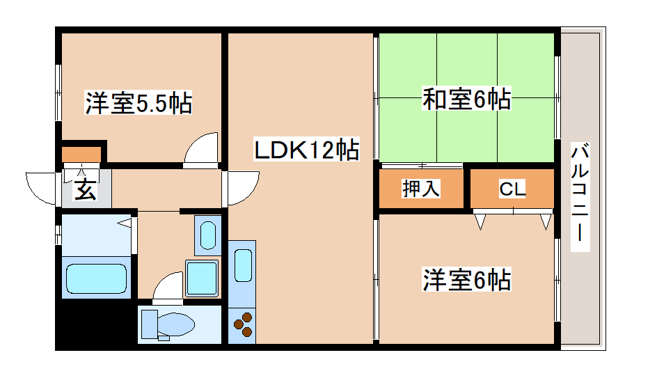 神戸市須磨区北落合のマンションの間取り