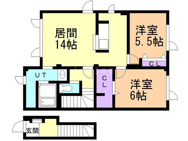 北広島市輪厚中央のアパートの間取り