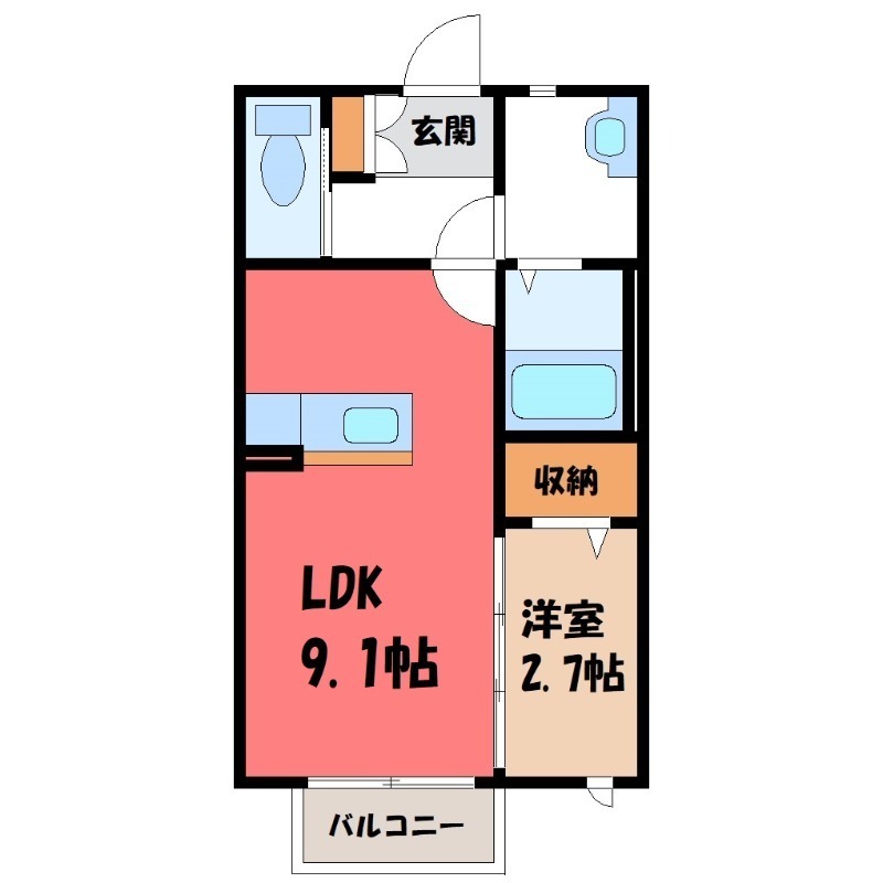 伊勢崎市田中島町のアパートの間取り