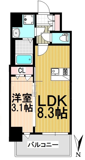 名古屋市中区栄のマンションの間取り