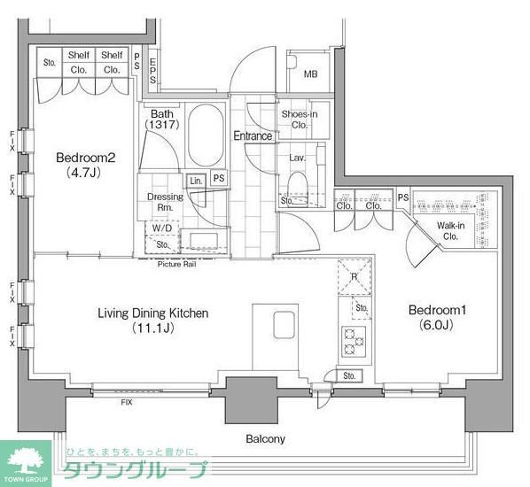 台東区駒形のマンションの間取り