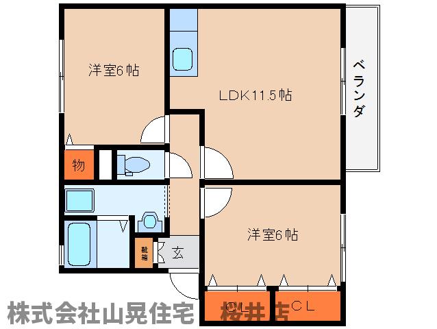 グランディール神之森Ａ棟の間取り