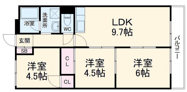 京都市右京区西院月双町のマンションの間取り